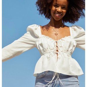 Brock Collection for H&M White Lace Up Blouse